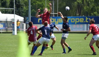 Jumping for the ball