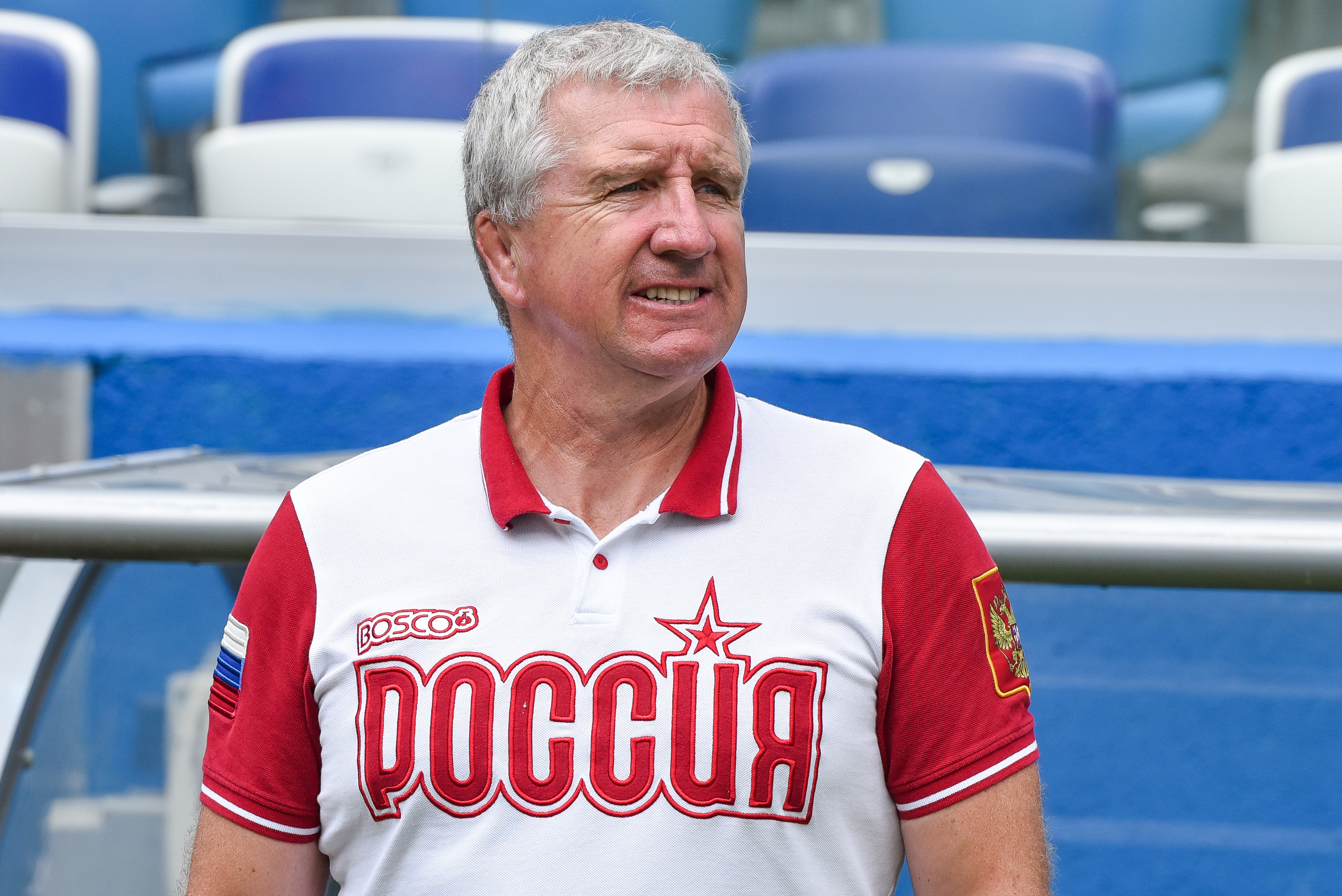 Russia coach looks on 